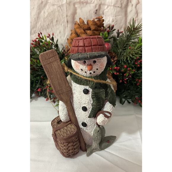 Vtg Sarah's Attic Snowman Figurine Limited Edition #62 of 4000 Fishing - Picture 3 of 6